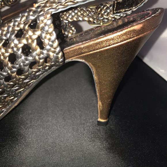 NEW Sesto Meucci Heels Sz 10 M Pumps GOLD & SILVER - Picture 8 of 8
